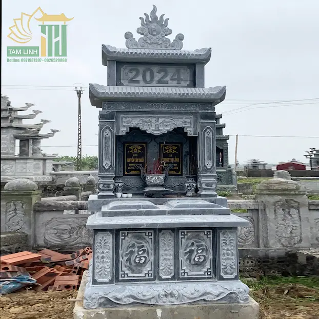 Mộ đôi đá xanh đen 127 197